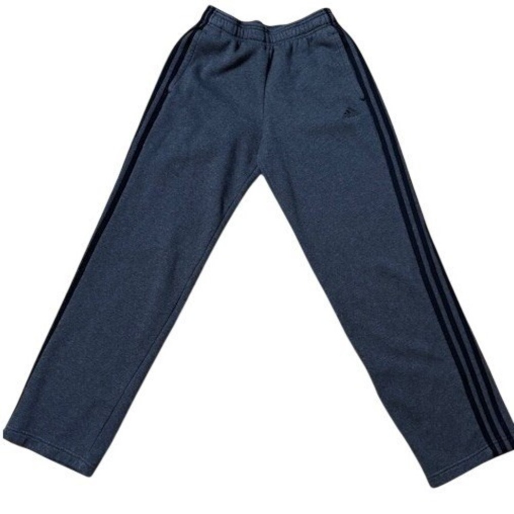 Adidas Sweatpants Mens Small Gray 3 Stripe Fleece Joggers Straight Leg Pockets